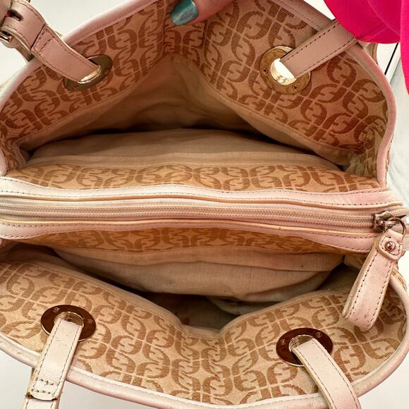 Fossil Monogram Canvas Brown Shoulder Satchel Purse - Picture 6 of 13